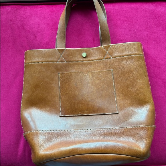 madewell rivet & thread bucket tote bag in cognac - Picture 12 of 14